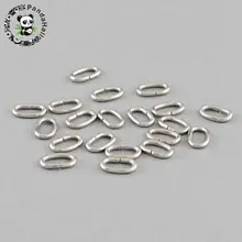 304 paslanmaz çelik kapalı değil lehimleme Oval Jump yüzükler, paslanmaz çelik renk, 8x5x1.2mm; yaklaşık 66 adet/10g F70