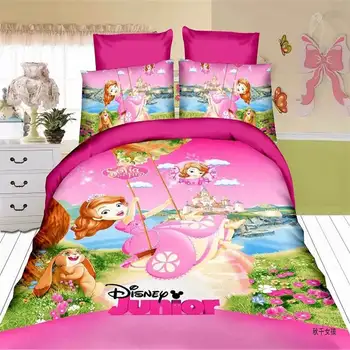 

Disney Sofia Princess Bedding Single Size Bed Sheets Set for Girls Bedroom Decor Twin Quilt Duvet Covers Kids Room Bedspread 3-4