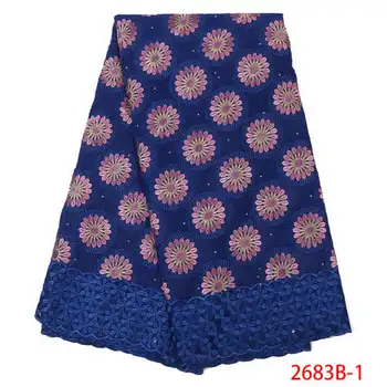 

The Best Wholesale Price Cotton Fabrics And Lace Blue Cotton Embroidery Flower Cotton Swiss Fabric QF2683B-1