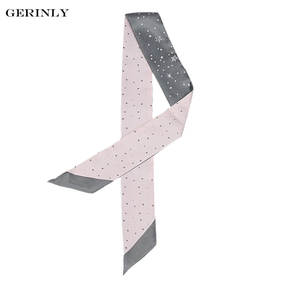 Fashion Women Scarf Star Dot Printed Skinny Scarves Small Silk Satin