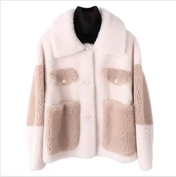 

2019 Autumn/Winter Casual Loose Short Grain Sheep Sheared Coat Faux Fur Jacket Women High Quality Fashion Coats Woman