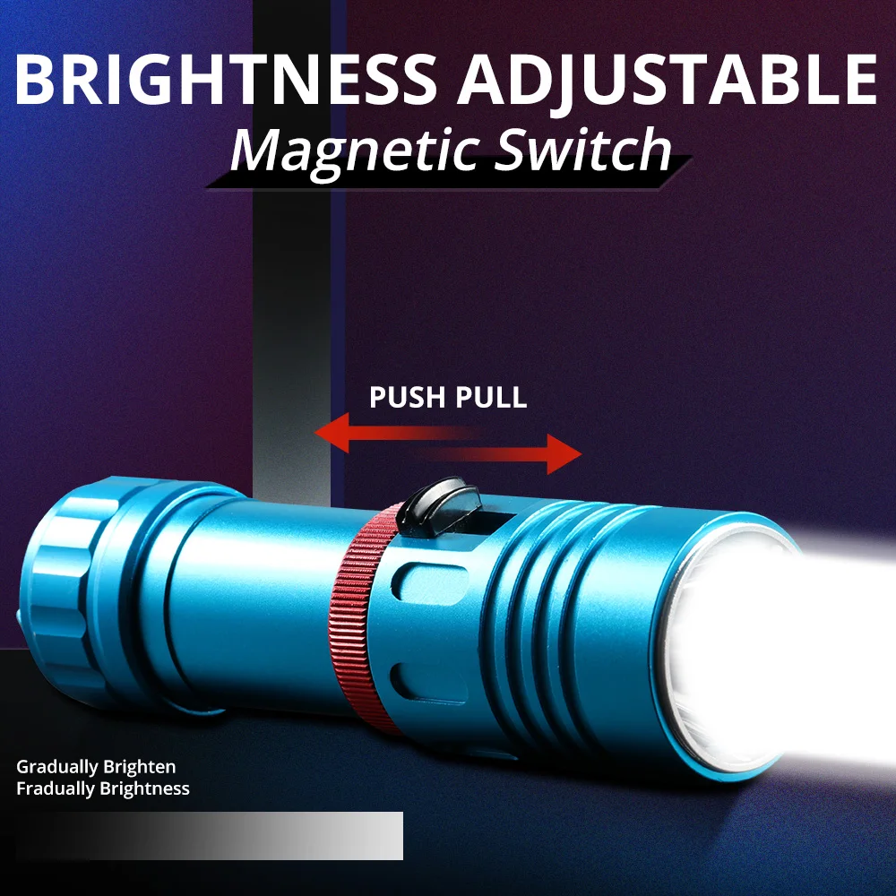 L2 профессиональный фонарик для дайвинга, подводный фонарь светодиодный 200 м, подводный светодиодный фонарь, мощный светодиодный фонарь для дайвинга, 18650 или 26650