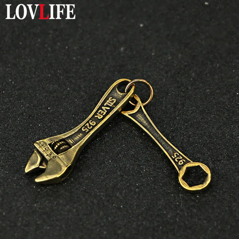 

Brass Adjustable Wrench Keychain Pendants Vintage Copper Allen Spanner Tool Key Chains 2pcs/Set Car Key Ring Bag Key Holder Gift