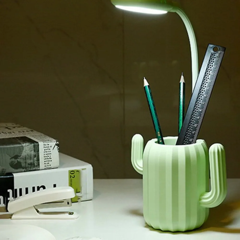 Кактус органайзер для ручек лампа светодиодный настольная защита глаз зарядка лампа для чтения милая детская комната прикроватный ночник