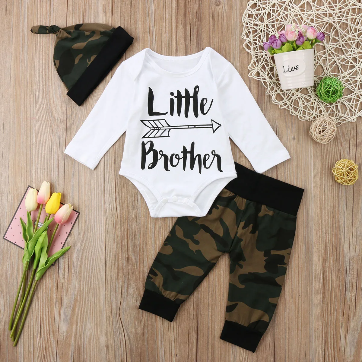 Комплекты одежды для новорожденных мальчиков и девочек с изображением маленького брата и сестры, комбинезон штаны шапка, леггинсы
