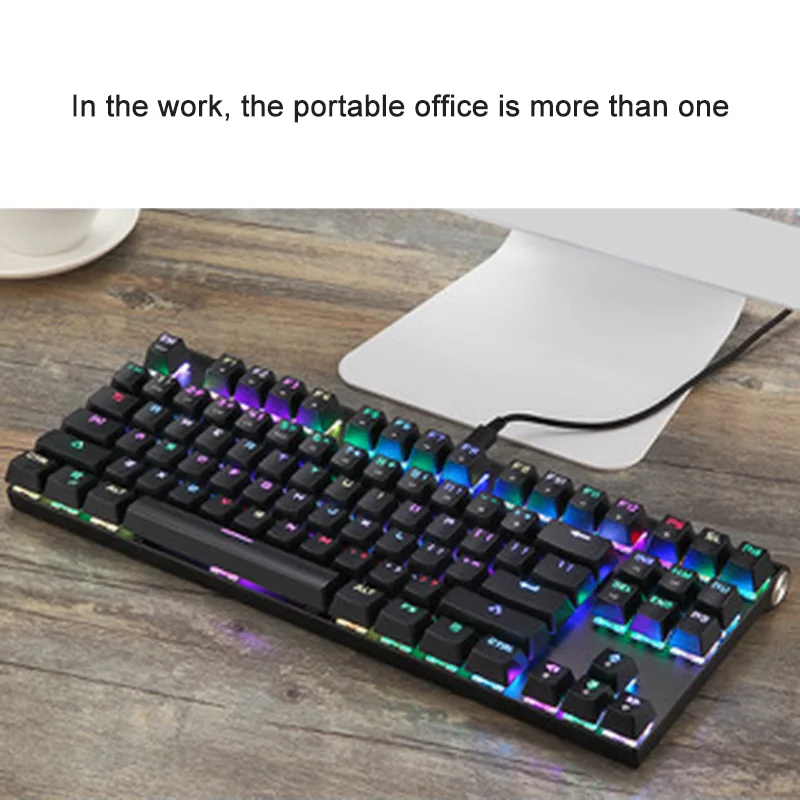 

Mechanical Keyboard Bluetooth Wireless or with wire Dual-mode with LED Light 87 Keys for Windows iOS Android