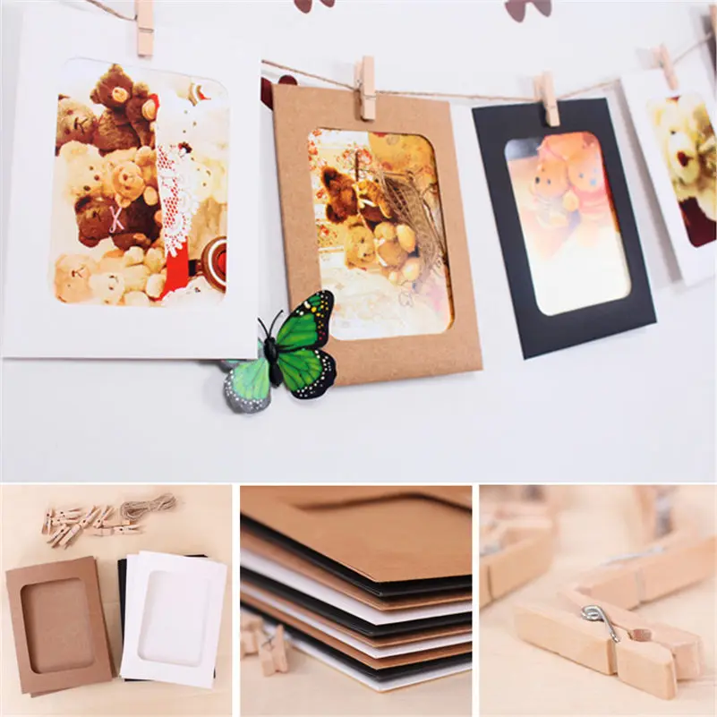 Buy 10pcs set 3 6 inch Kraft Paper Photo Frame For Pictures Vintage