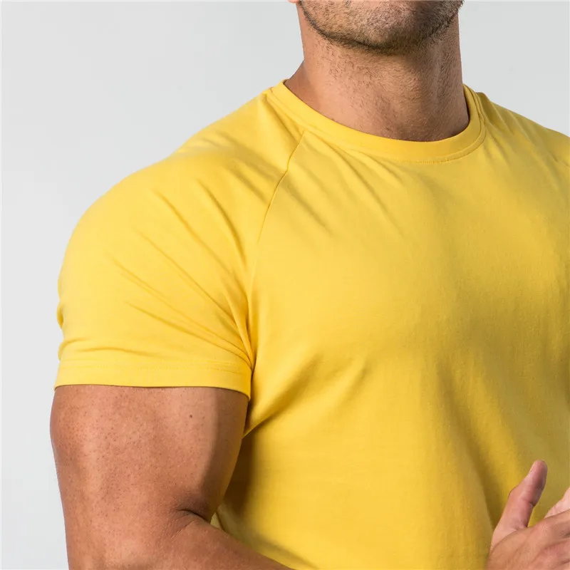 2019 جديد ALPHALETE الرجال عارضة تي شيرت صالات رياضية ضيق اللياقة البدنية رجل قصيرة الأكمام تي شيرت القطن رجل الربيع ملابس رياضية س الرقبة المحملات