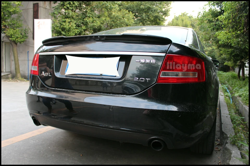 V Стиль углеродного волокна задний багажник спойлер для Audi A6 C6 Sedan 2005-2011 год автомобиля спойлер крыло(не подходит Sline s6 rs6