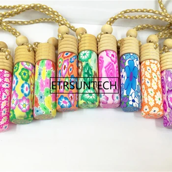 

10ml car perfume bottles with wooden polymer clay empty small perfume in refillable bottle F1199