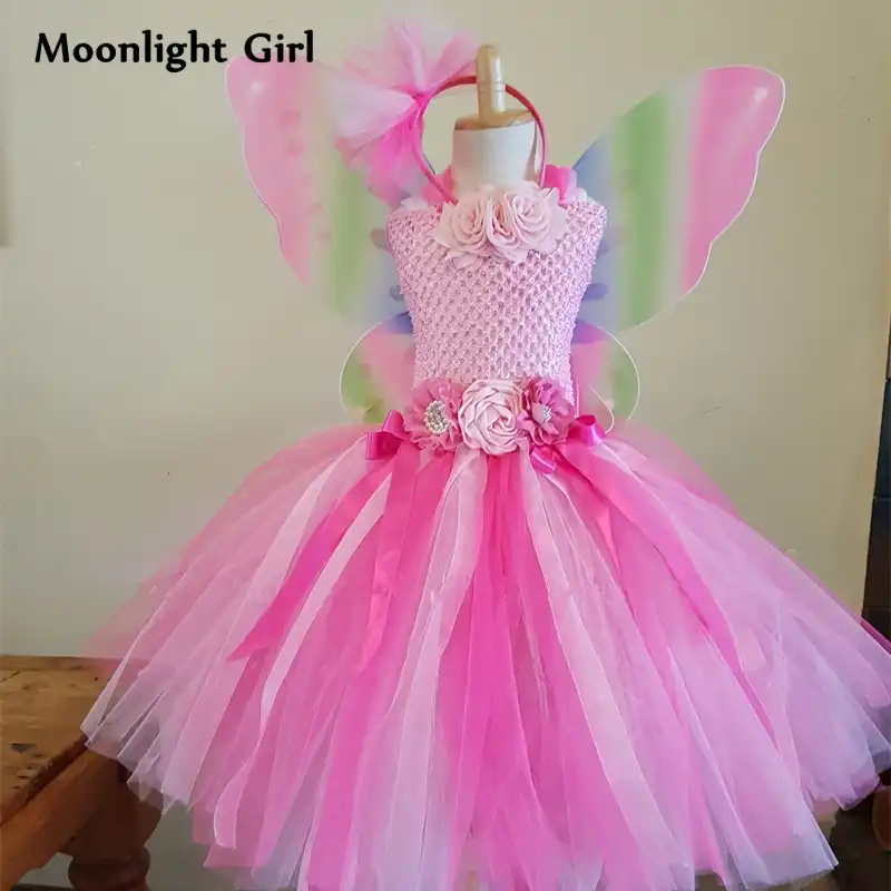 pink wings party gown