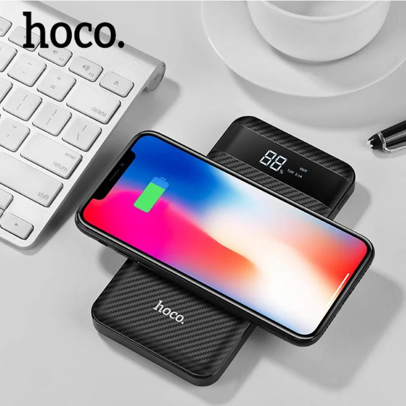 HOCO QI Wireless Charger Power Bank 10000mAh Dual USB with Digital Display External Battery Power Bank for iPhone 8 X XS Max XR HOCO QI Wireless Charger Power Bank 10000mAh Dual USB with Digital Display External Battery Power Bank for iPhone 8 X XS Max XR