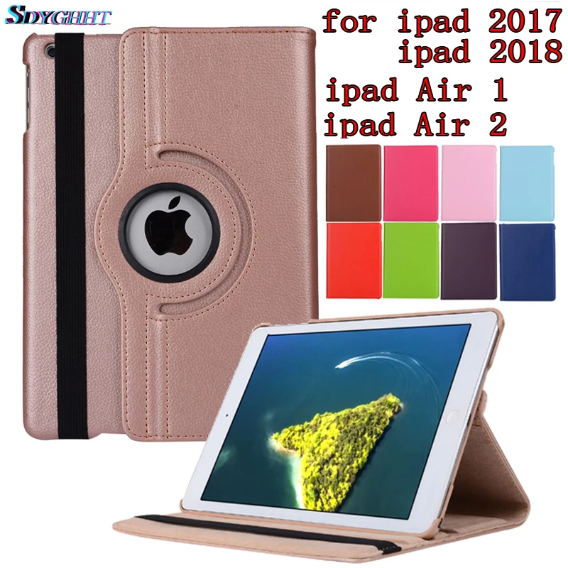 Новый кожаный 360 Вращающийся чехол для Apple iPad 9 7 дюймов Air/Air 2 retina ультра тонкий