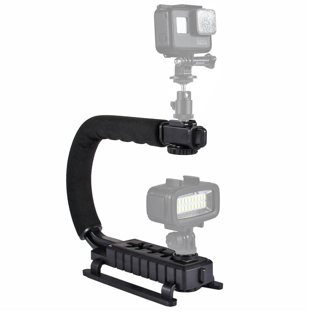 

PULUZ U/C Shaped Video Bracket Holder Handheld Camera Stabilizer Grip for Canon Nikon Sony Smartphone and Flash Light Monitor