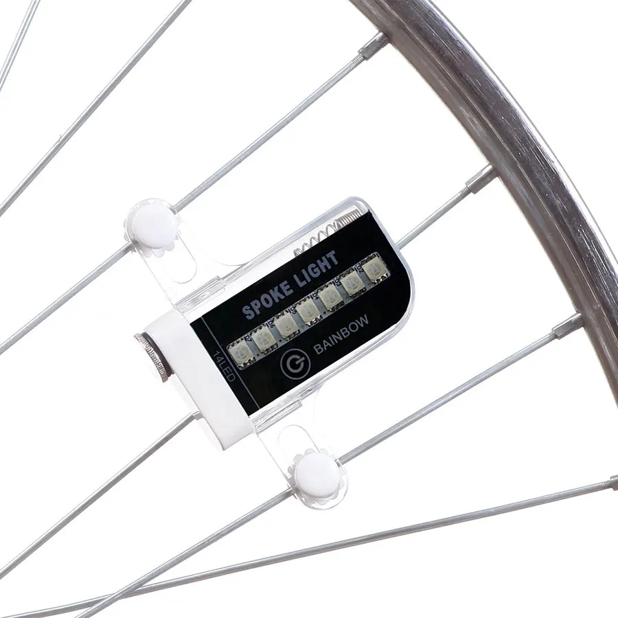 

Deemount Colorful 14 RGB LEDs Bicycle Wheel Light Spoke Signal Warning Lamp 30 Patterns On/off Switch movement sensor