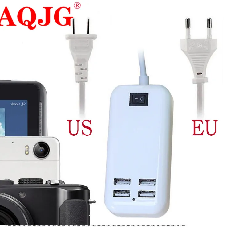 4 Port USB Hub Desktop Wall Charger AC Power Adapter EU Plug US Plug