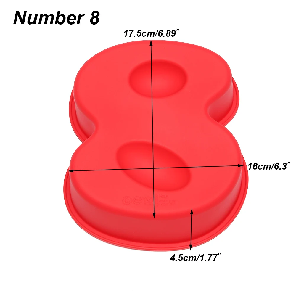 1 шт., силиконовая форма, форма для выпечки, форма для торта на день рождения 0-8, форма для выпечки, Оловянная кастрюля, метод для выпечки, случайный цвет - Цвет: Number 8