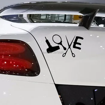 

Creative Car Styling Love Beauty Salons Hairdressing Set Hair Dryer, Mirror, scissors, and Comb Vinyl Decal Car Stickers