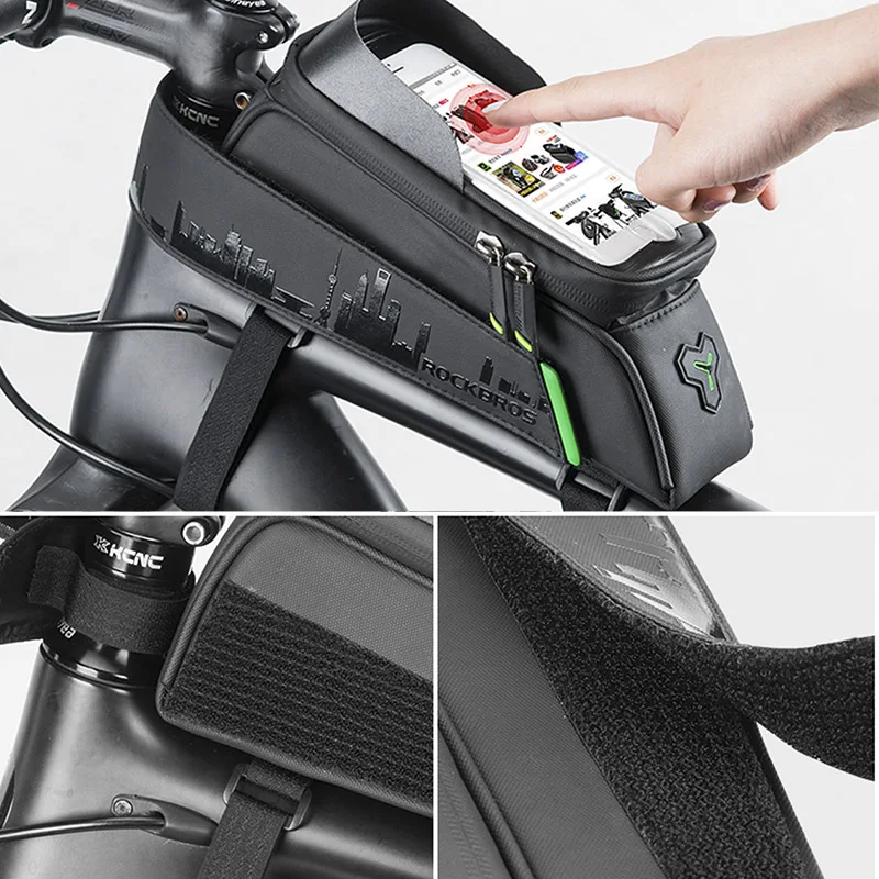 Discount ROCKBROS Bike Bag Front Phone Bicycle Bag For Bicycle Tube Waterproof Touch Screen Saddle Package For 5.8 /6 Bike Accessories 1