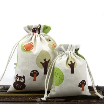 

Hot!!! Cute Cartoon Owl Print Small Sachet Drawstring Jewelry Storage Bag Car Ornament