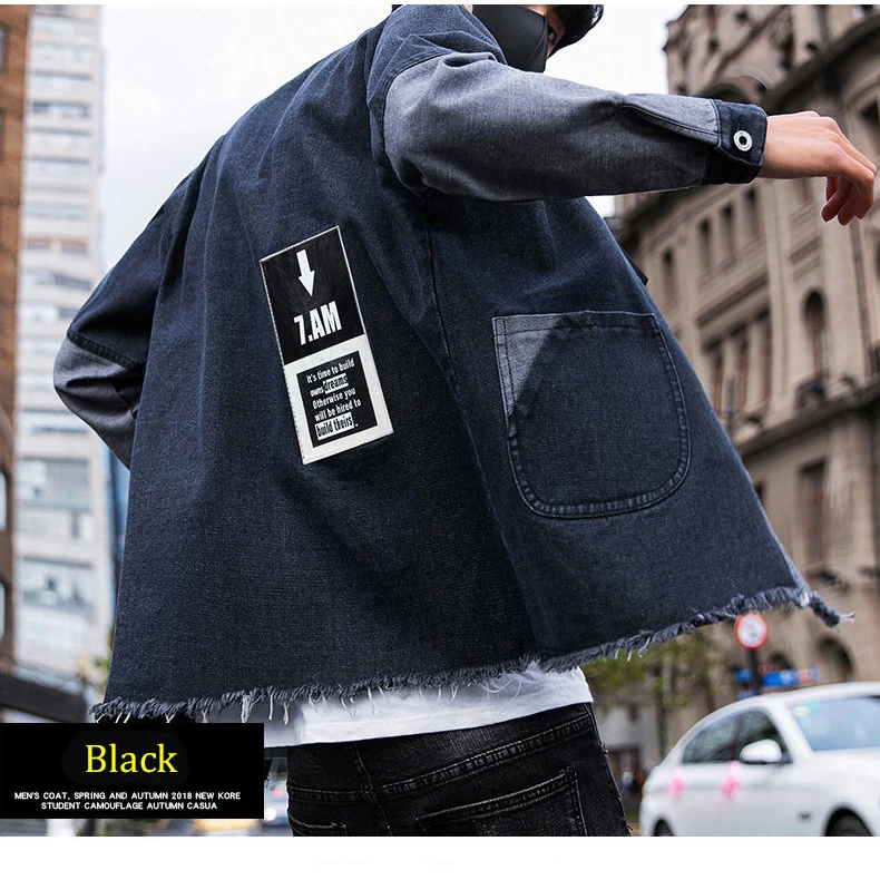 Уличная Модная Джинсовая куртка для мужчин, джинсовая куртка с карманами, весенние бейсбольные топы, осенняя одежда Harajuku
