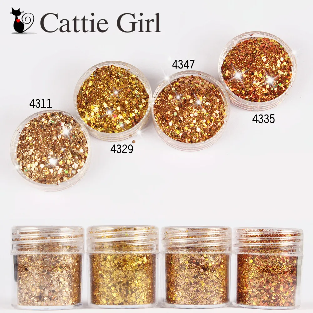 

1set Champagne Gold Nail Glitter Powder Sequins Mixed Nail Sparkles Makeup Golden Dust Powder Nail Art Decorations Nails Tools