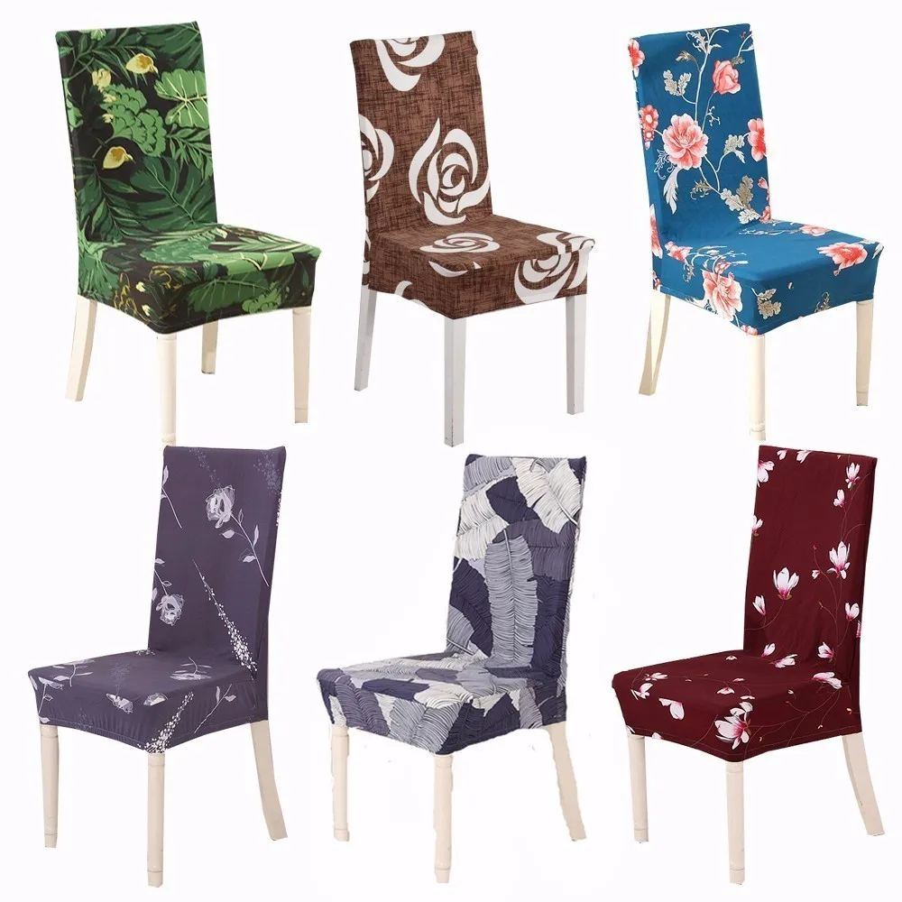 

Printed Spandex Elastic Chair Cover Seat Covers Removable Stretch Banquet Hotel Dining Room Office Chair Cover housse de chaise