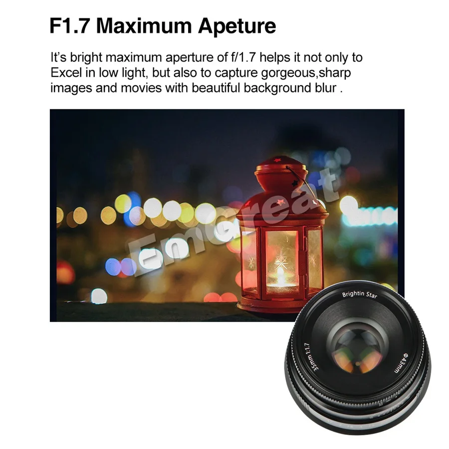 Brightin Star 35 мм F1.7 объектив с большой апертурой с ручной фокусировкой для sony E-mount/для Fuji/M4/3 mount беззеркальных камер