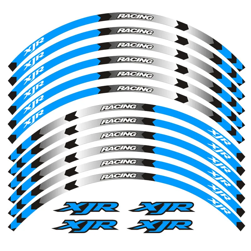 Обода мотоцикла полосы наклейки 17 дюймов Колеса Клейкая отражающая лента для Yamaha XJR 400 1200 1300 Светоотражающая наклейка - Цвет: A Blue