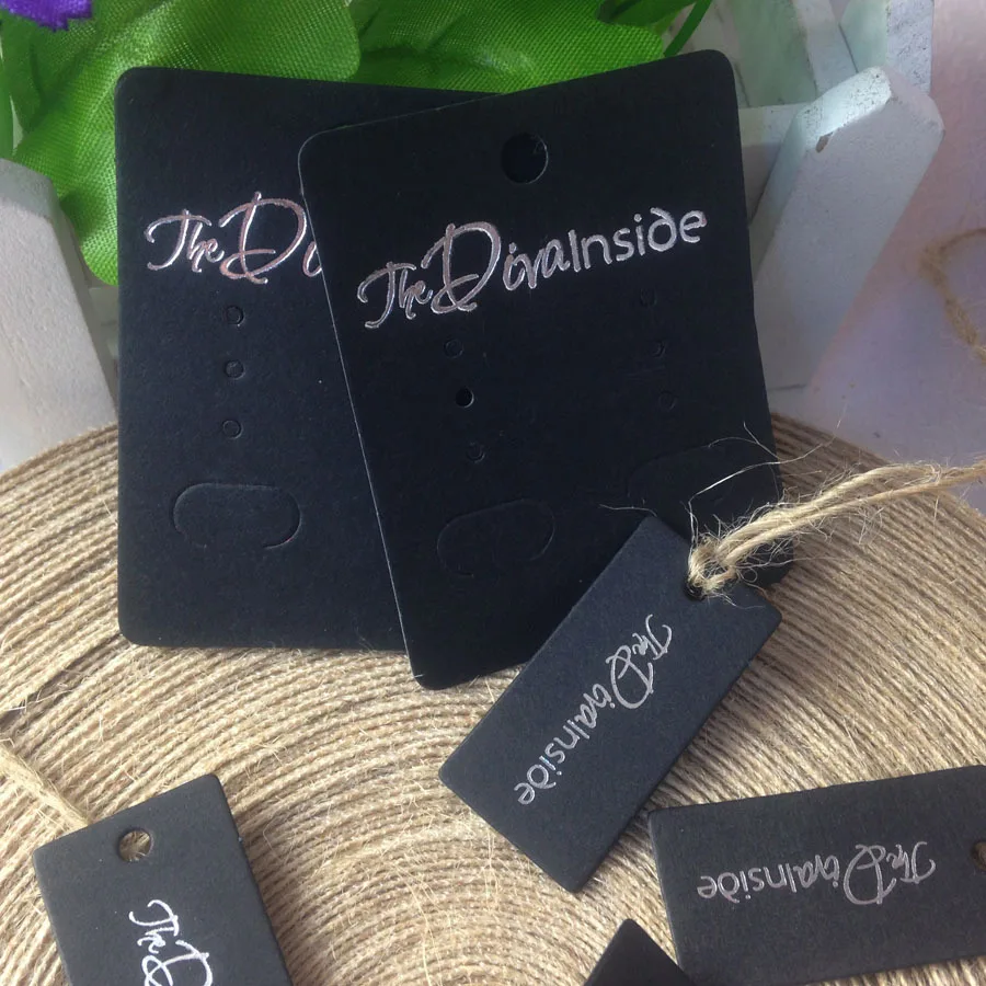 Black Earring Card Hang Tag Cusom Silver Logo Moq 2000 Black Earring Card Hang Tag Cusom Silver Logo Moq 2000 Pcsjewelry Custom Brand In Jewelry Packaging Display From