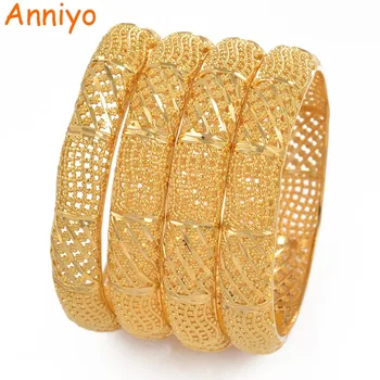 

Anniyo 4Pieces / Can Opened Dubai Gold Color Bangles Womens Ethiopian Bracelets African Jewellery Arabic Ornaments #069902