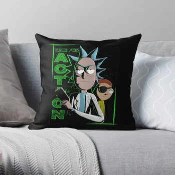 

Time For Action Rick and Morty Pillow Covers Cases Pattern Nordic Cover Cushion Pillowcase Square Print