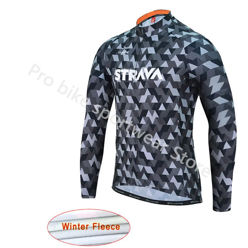 cycling jersey 02 Strava Strava Зима с длинным рукавом термальность флис гонки Велосипедный спорт Mountain MTB Pro команда Велоспорт Джерси Ropa ciclismo Hombre - Цвет: cycling jersey 02
