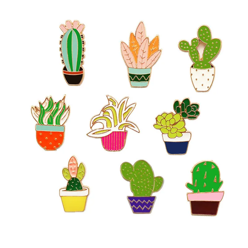 

1PC Cartoon Cactus Bonsai Brooch Acrylic Badges Icons on The Backpack Pin Badge Decoration Badges for Clothing DIY Random Color