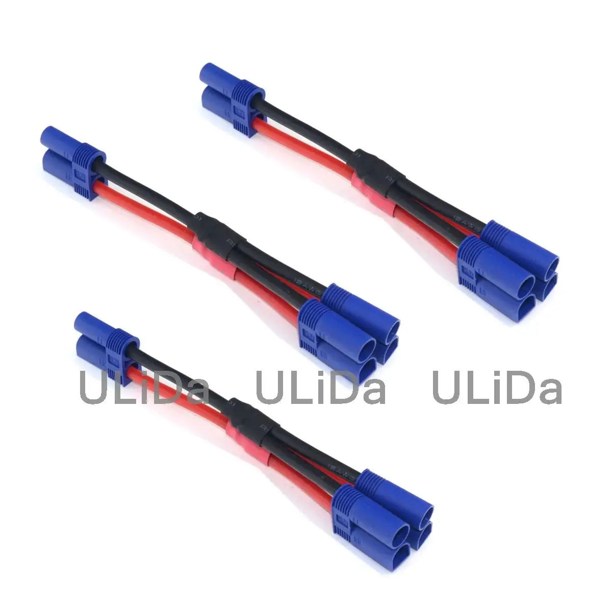 3pcs EC5 Plug 1 to 2 RC Dual Battery Extension Parallel Cable Adapter