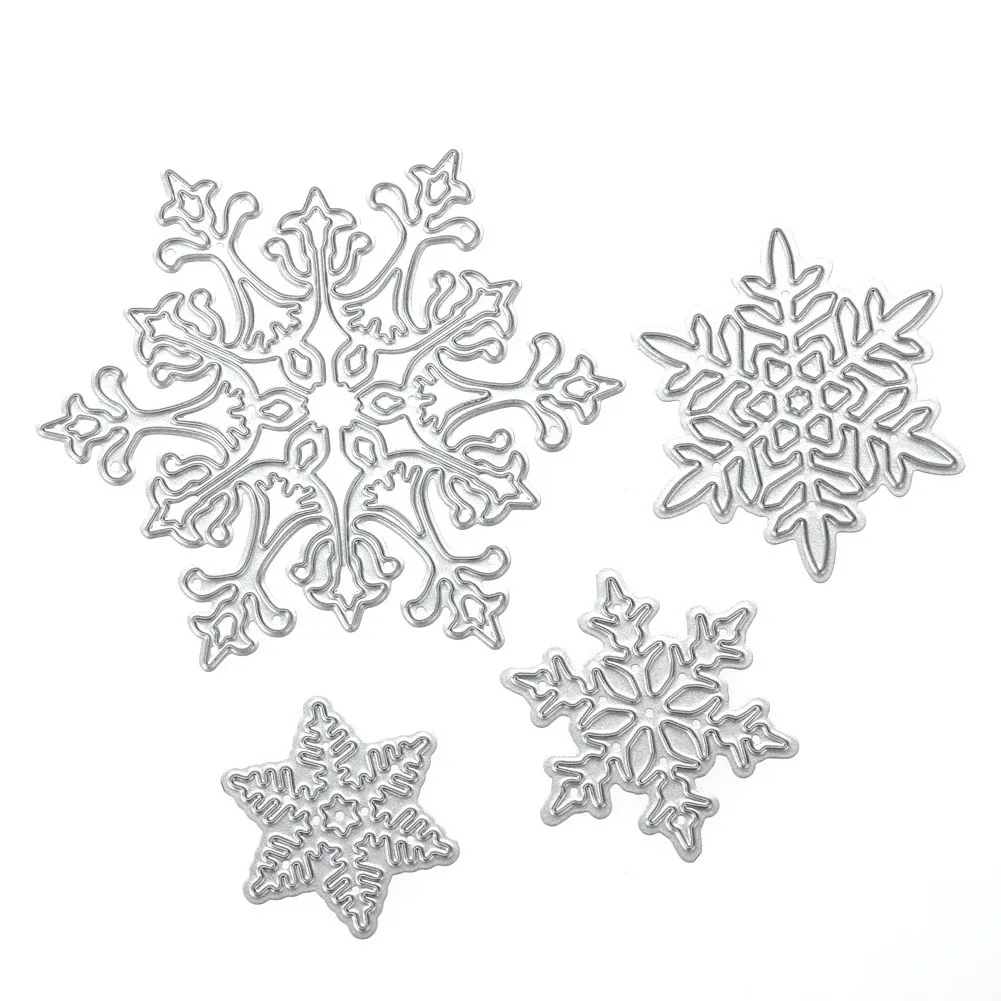 4pcs/set Snowflake Cutting Dies Christmas Dies Metal Cutting Dies Stencils for DIY Scrapbooking Album Stamp Paper Card Embossing