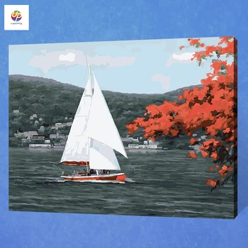 

Frameless DIY Digital Painting By Number Sea Landscape Acrylic Paint Abstract Modern Wall Art Canvas Painting For Home Decor