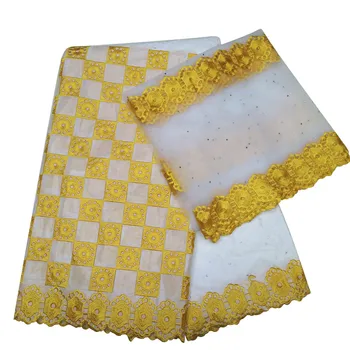 

New Design African Bazin Riche Getzner 2019 White/Gold Embroidered Indian Bridal French Cotton Lace Nigerian Lace Fabric