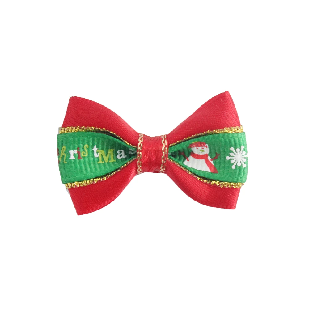 

50 Pcs/100 Pcs Handmade Christmas Dog Bow Christmas Snowman Pattern Grooming Holiday Bows For Dogs 6025037 Pet Accessories