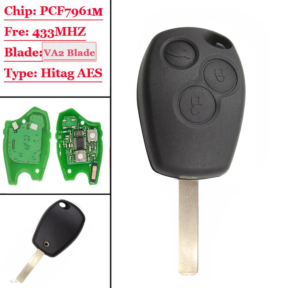 Дистанционный ключ 3 кнопки 434 МГц VA6 лезвие 4A чип для Benz Smart Fortwo 453