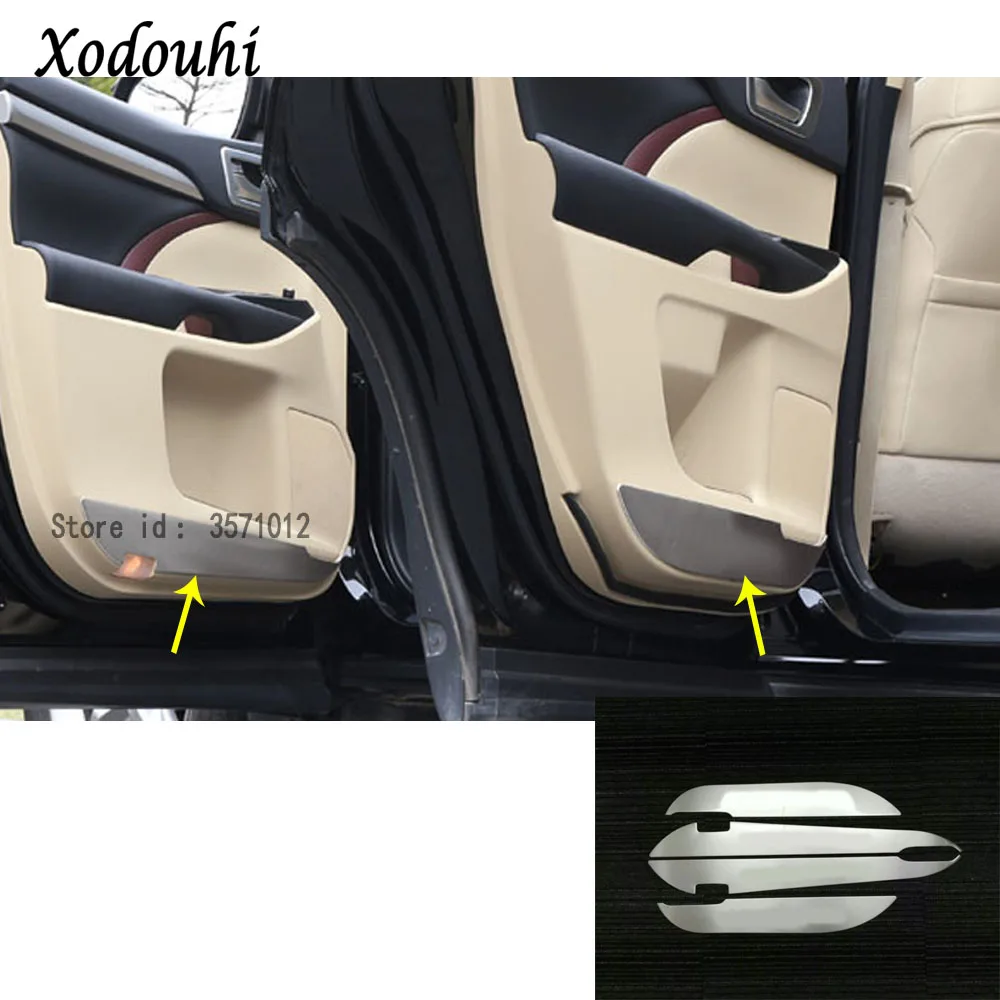 

For Toyota Highlander 2015 2016 2017 car Inner Door Protective styling cover Anti-Kick board Sticker trim Decoration garnish