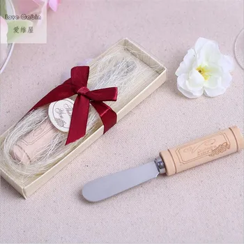 

Stainless Steel Spreader with Wine Cork Handle Butter knife Wedding favors and gifts Baby shower favors 10 PCS/LOT