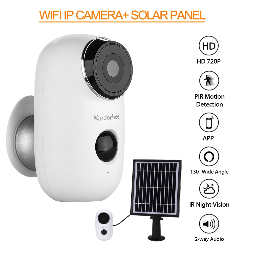 

Solar panel Rechargeable Battery 720P HD Outdoor Indoor Security WiFi Camera Solar Battery CCTV Camera