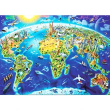 Wooden Kids Cartoon Jigsaw Puzzle 1000 Pieces Adult Montessori Educational Toys Juguetes Educativos Puzzles For Children 60P0021