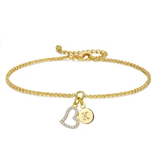 Duoying Циркон Сердце пользовательский браслет для женщин звено цепи маленькая Начальная буква A-Z Стразы браслет поставщик etsy Прямая поставка