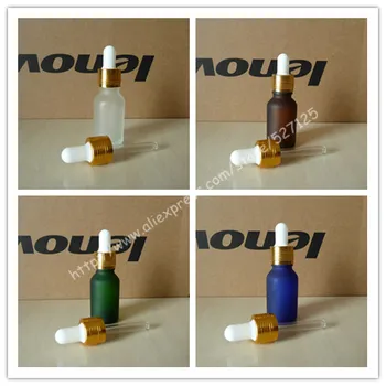 

15ml frosted clear/green/brown/blue glass bottle with shiny gold ring(lines) black/white rubber cap,essential oil bottle.