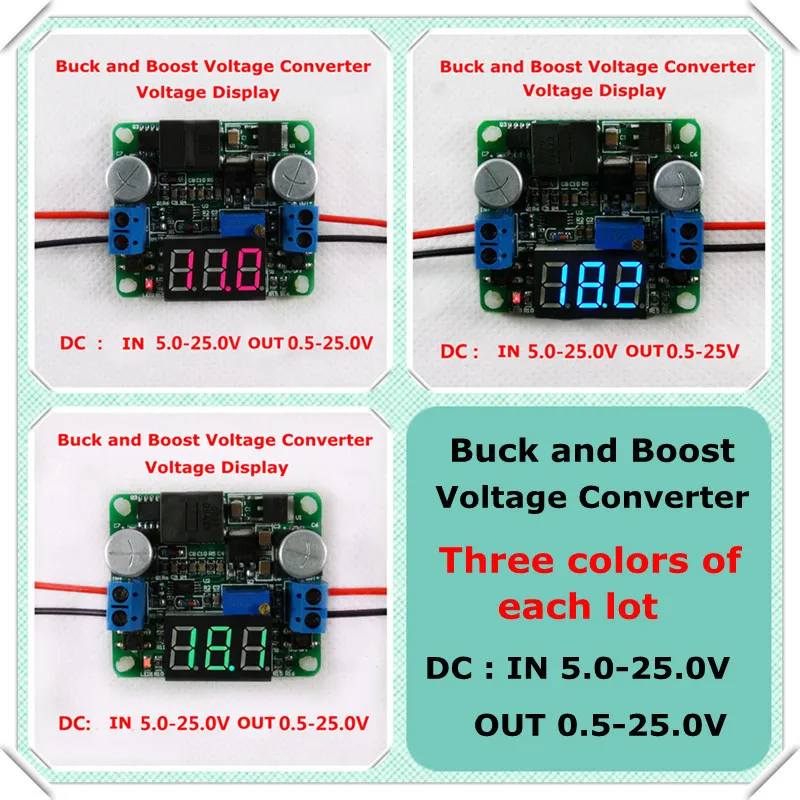 

Three colors voltage display DC-DC Adjustable Step up/down Power Supply Module boost and buck converter 5-25V [ 3 pcs/lot]