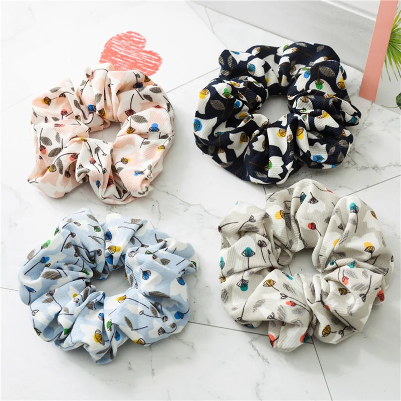 

Sweet Hair Scrunchies Girls Rubber Hair Ties Elastic Hair Bands Print Ponytail Holder Freshing Scrunchie Women Hair Accessories