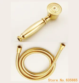 

Luxury Gold Bathroom Shower Head 1.5M Shower Plumbing Hose set Hand-held Sprayer Brass Tap Faucet bathtub Valve Accessories