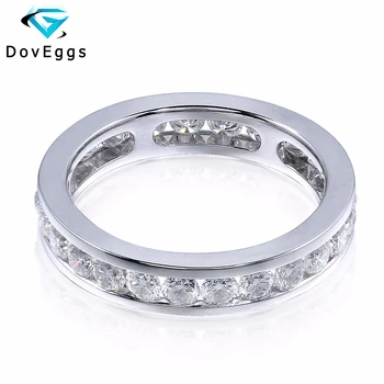 

DovEggs 14K 585 White Gold 1.6 Carat ctw 2.5mm Brillianct Lab Grown Moissanite Simulated Diamond Wedding Band for Women
